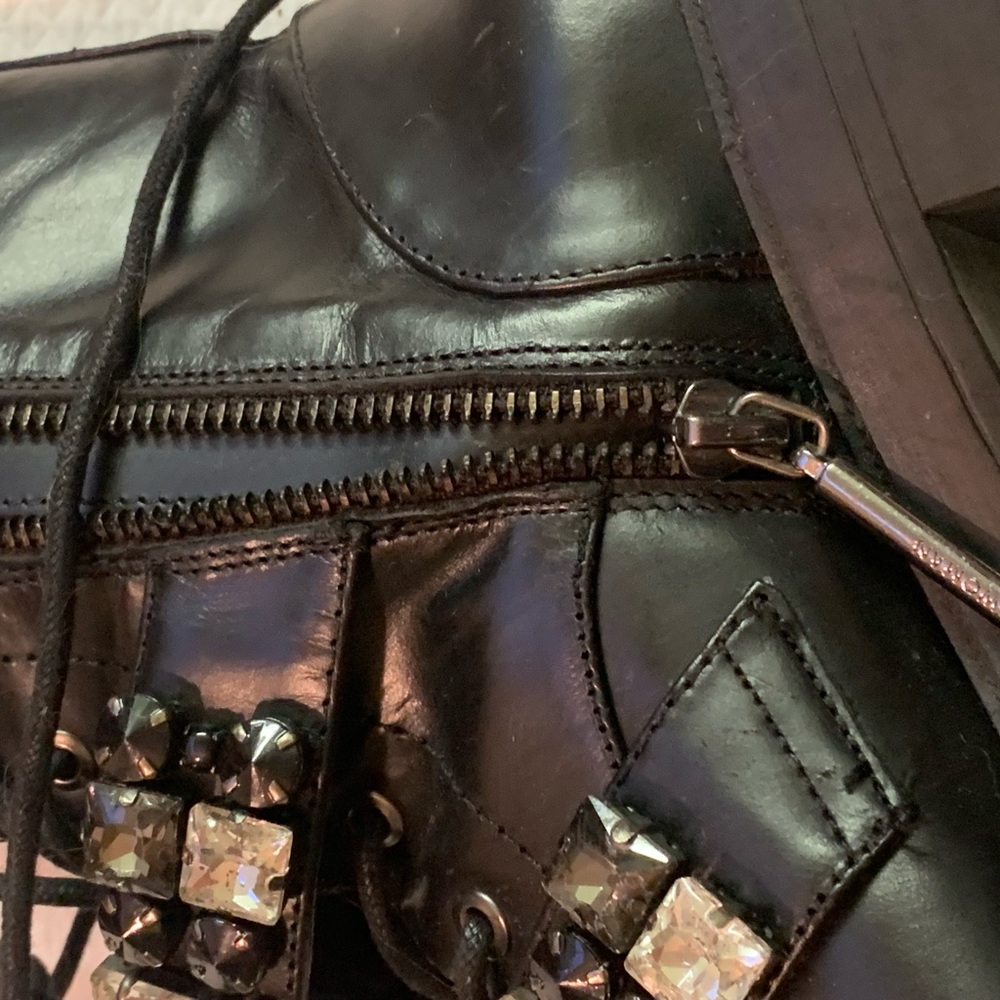 ZARA Leather Embellished Biker Boots SZ aus 5 as new biker goth dress style Rare - Picture 8 of 16